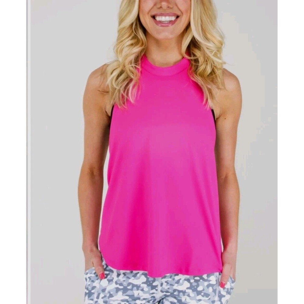 Kiava Size S Halter Top Hot Pink Open Back Tie Back Cute Athleisure Gym Yoga